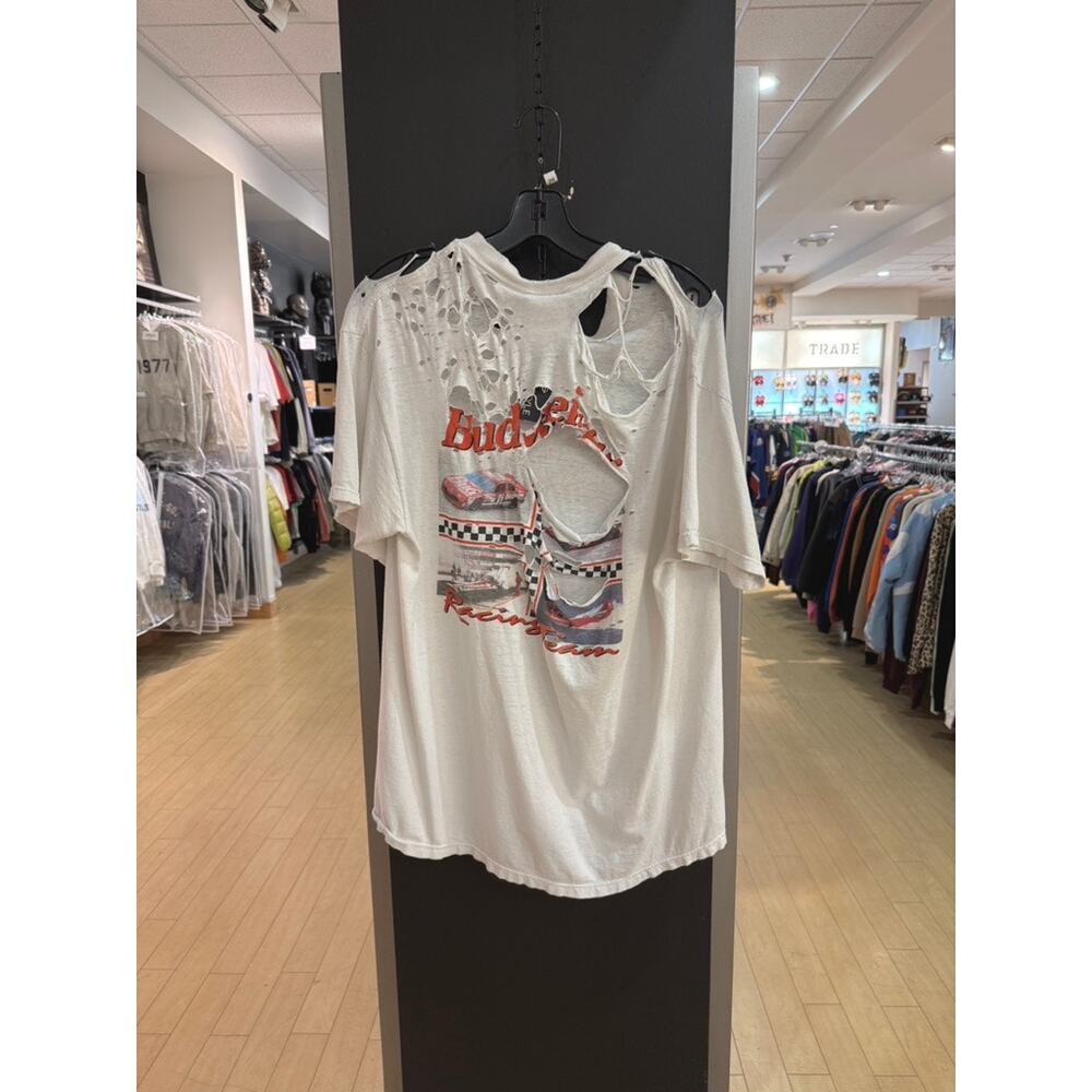 90s Budweiser Vintage Thrashed Nascar Racing Team Distressed Tultex Tee Shirt